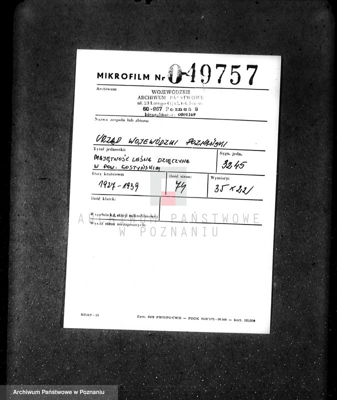 Obraz 2 z jednostki "Majętność leśna Dzięczyna w powiecie gostyńskim"