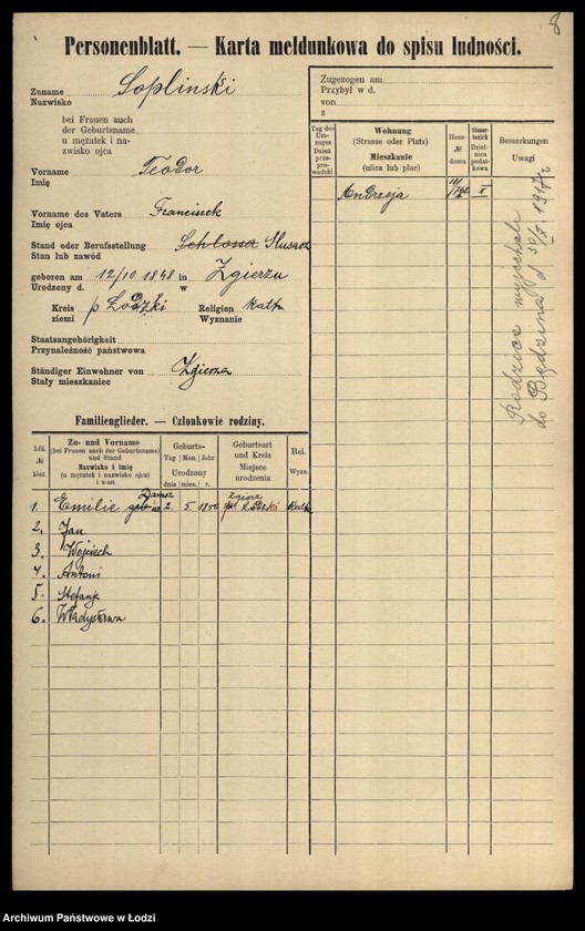 Obraz 10 z jednostki "[Spis ludności Łodzi] Sońka-Sowiński"