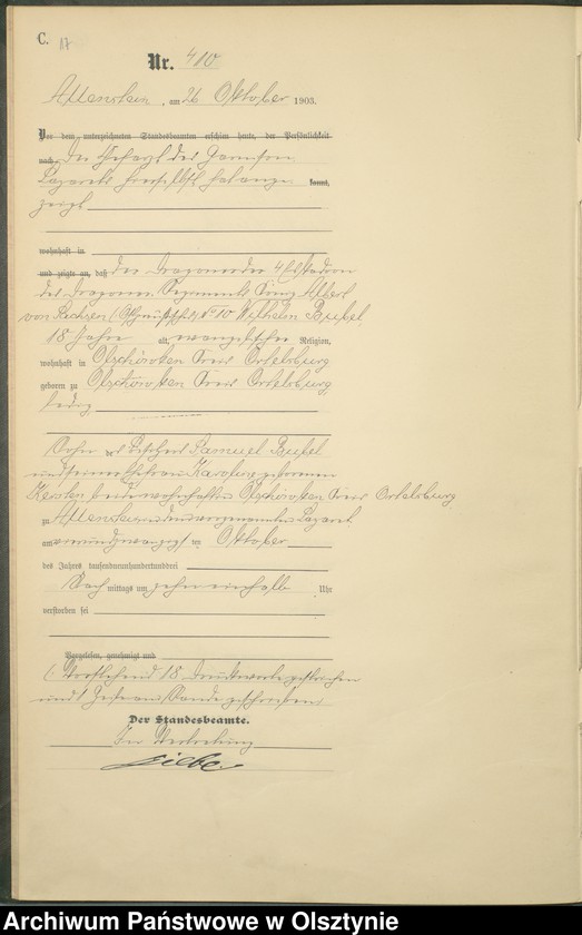 image.from.unit.number "Sterbe-Haupt-Register Tom II,Nr 396 - 488"