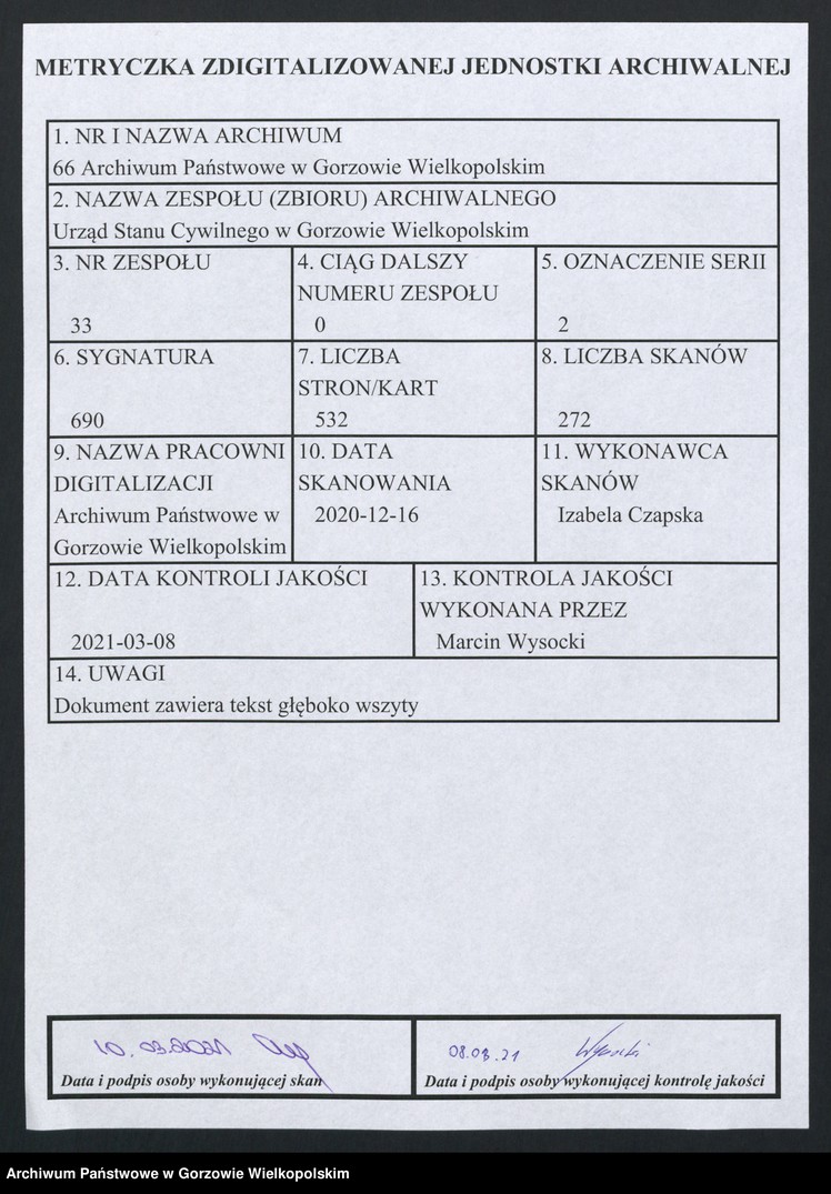 Obraz 1 z jednostki "Geburts Register"