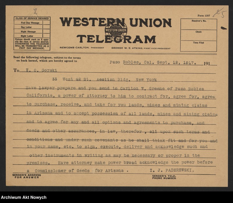 image.from.unit.number "Ignacy i Helena Paderewscy. Korespondencja; L.22"
