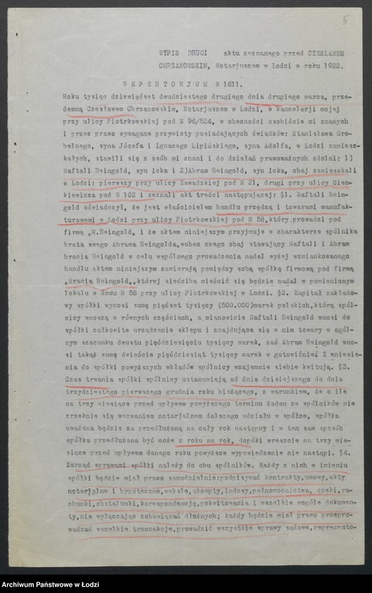 Obraz 7 z jednostki "Bracia Reingold- handel przędzą i manufakturą"