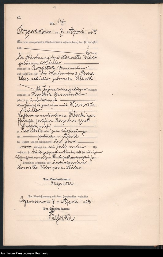 Obraz 17 z jednostki "Sterbe-Neben-Register"