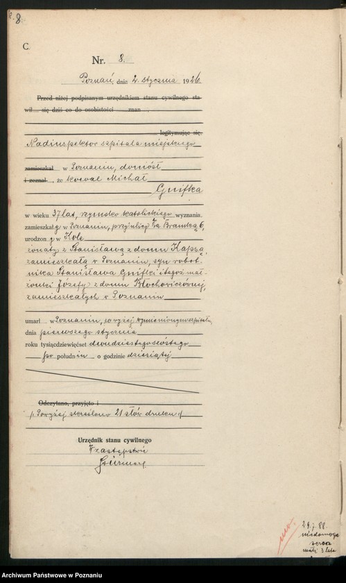 Obraz 10 z jednostki "Księga miejscowa zgonów tom I [Rejestr główny zgonów]"