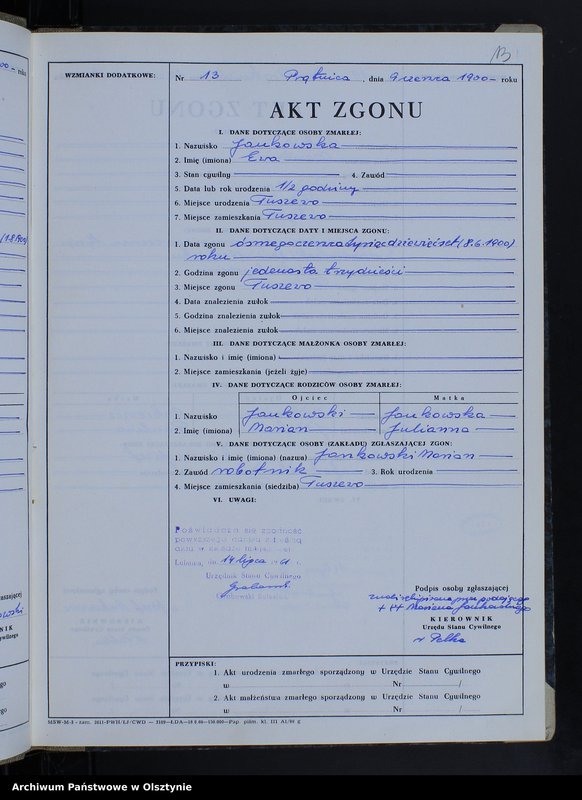 image.from.unit.number "Księga akt zgonu Nr 1 - 19, 1 - 25, 1-31, 1-35, 1-13, 1-22, 1-33; /przepisana w języku polskim z oryginału niemieckiego w dniach 14.07.1961 - 18.07.1961/"