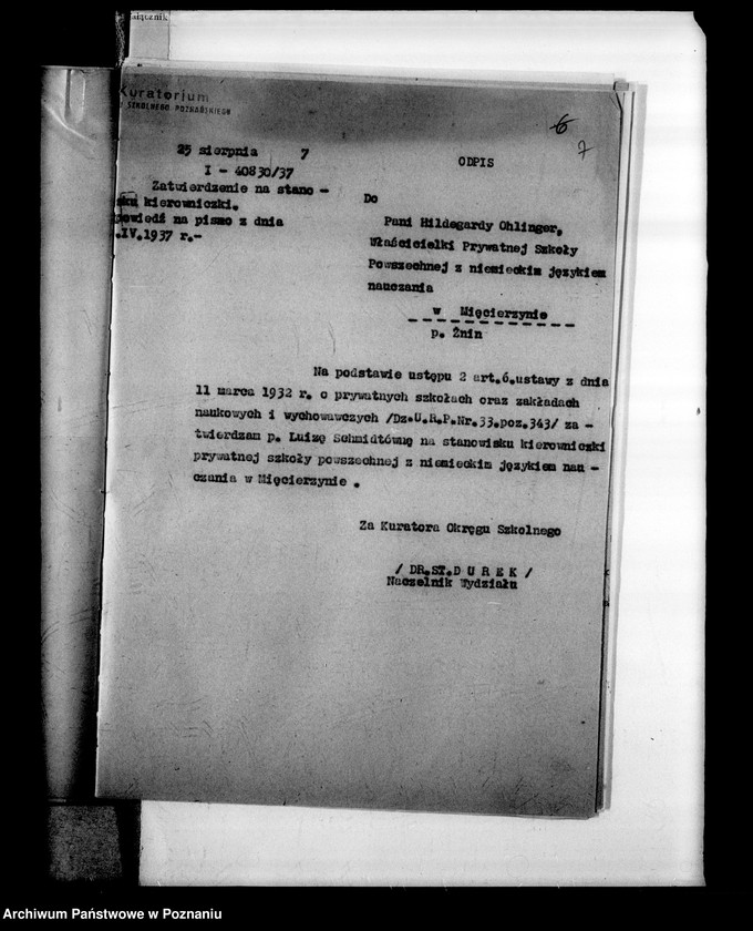 Obraz 11 z jednostki "Prywatna Szkoła Powszechna z niemieckim językiem nauczania w Mięcierzynie powiat Żnin"