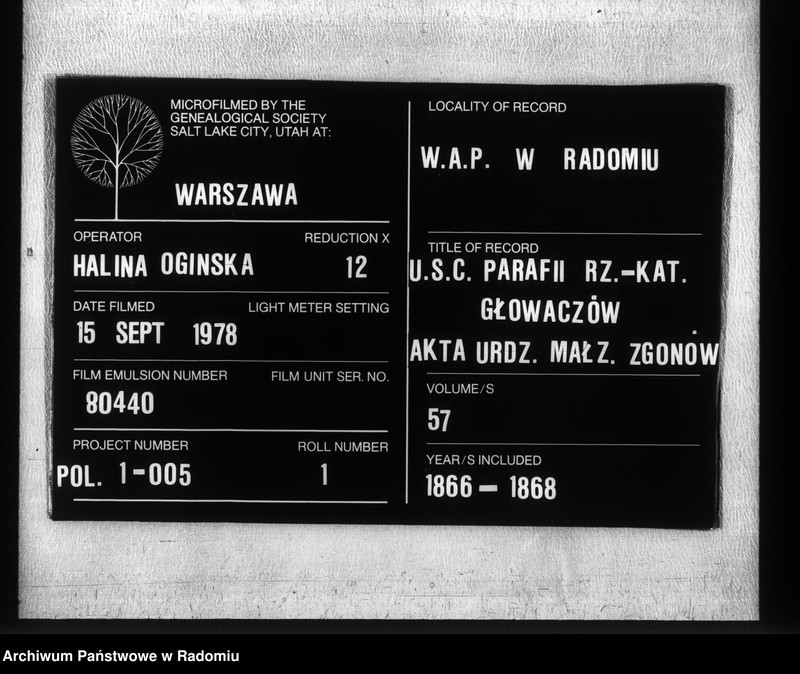 image.from.unit.number "Duplikat akt religijno cywilnych urodzonych, zaślubionych i zmarłych w parafii Głowaczów dekanacie i okręgu kozienickim w roku 1867"