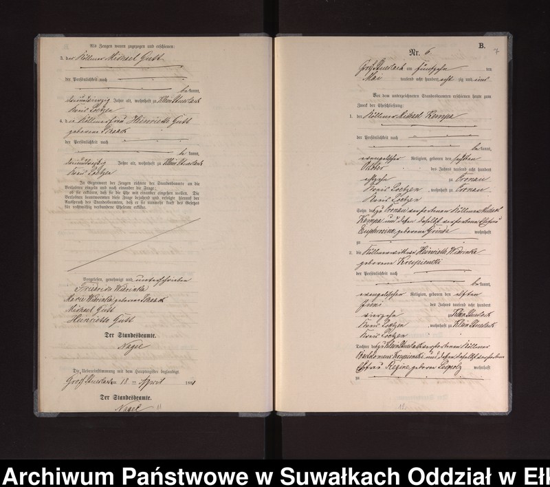 image.from.unit.number "Heiraths-Neben-Register des Preussischen Standes-Amtes Gross Stüerlack Kreis Loetzen"