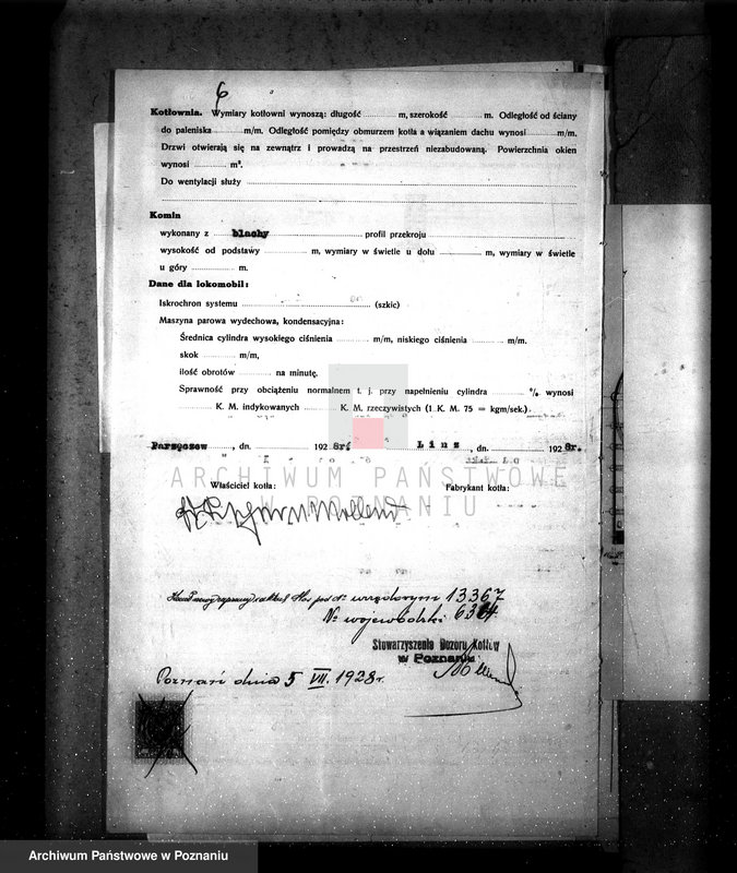 Obraz 10 z jednostki "Kolejka polna w Parzęczewie pow. jarociński własność Fischer - Mollard nr fabr 1370, nr woj. 6164"