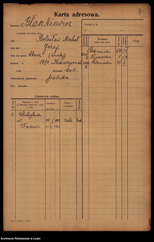 Obraz 9 z jednostki "[Spis ludności Łodzi] Błaszek - Bochenek"