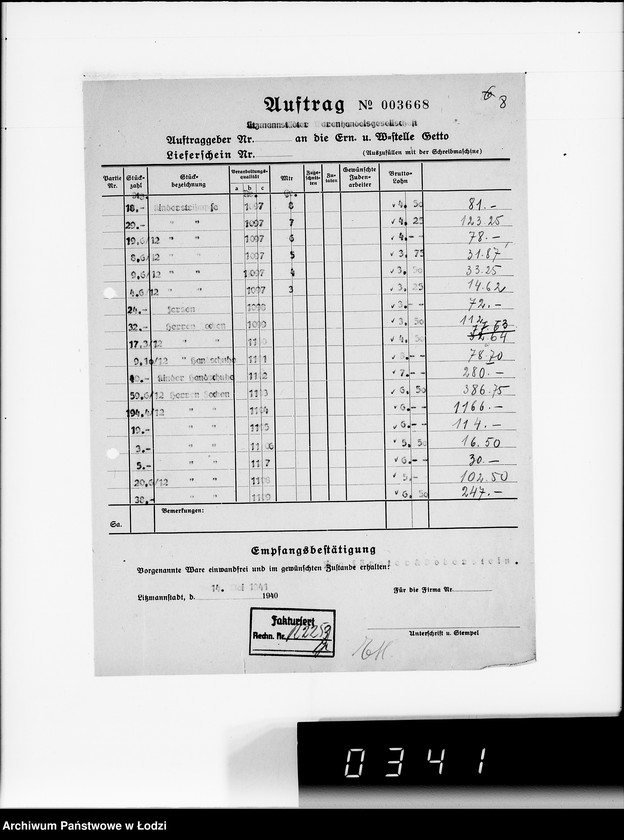 Obraz 12 z jednostki "Aufträge Litzm. Warenhandelsgesellschaft"
