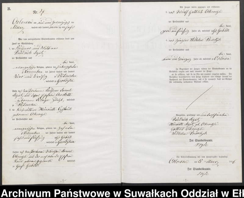 image.from.unit.number "Heiraths-Neben-Register des Preussischen Standes-Amtes Orlowen Kreis Loetzen"