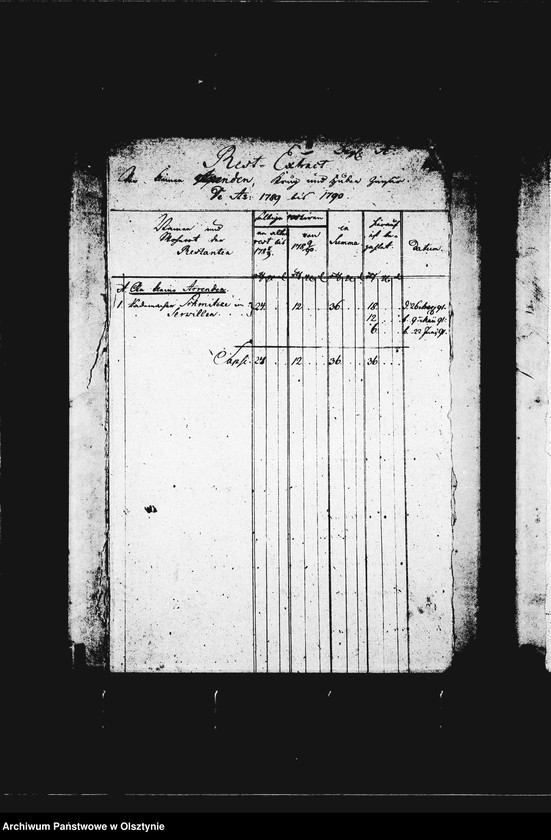 image.from.unit.number "Rest- Extract v. kleinen Arrenden, Krug- und Huben- Zinsern. Beyl. A"