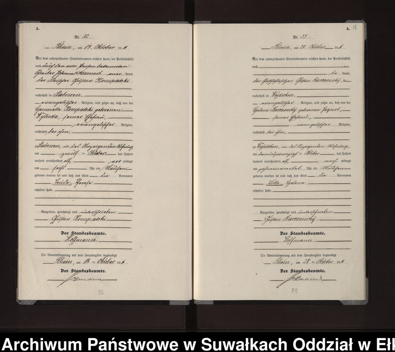 image.from.unit.number "Geburts-Neben-Register des Königlichen Preussischen Standes-Amtes Gneist Kreis Lötzen"