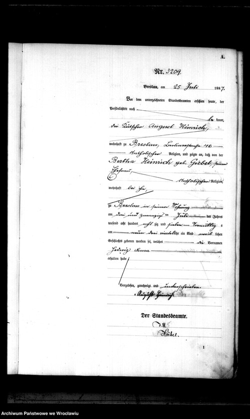 image.from.unit.number "Geburts-Haupt-Register Breslau II 1887 Band 9"