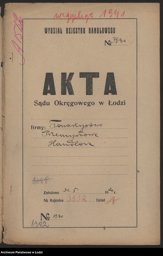 Obraz 2 z jednostki "Moszek Lilienthal i Jakób Satanowski- Towarzystwo Przemysłowo-Handlowe"