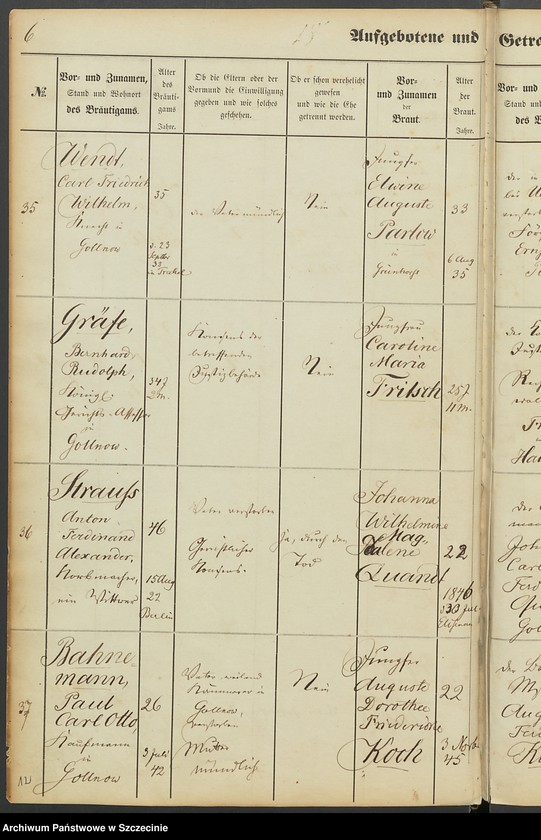 image.from.unit.number "Register der in der Stadt Gollnow Aufgebotenen und Getrauten."