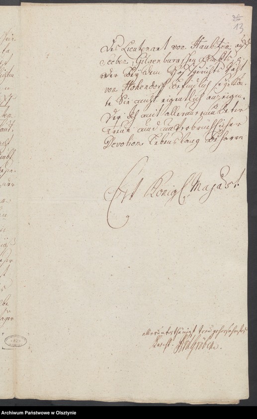 image.from.unit.number "Jugendfeldt [Gugenfeld] [Smolanek], H.[Haupt] A. [Amt] Osterode. Acta die angebliche Candicität dieses Gutes, um dessen Verleichung Georg Wilh. [Wilhelm] v. [von] Schierstaedt auf Schildeck den König gebeten hat"