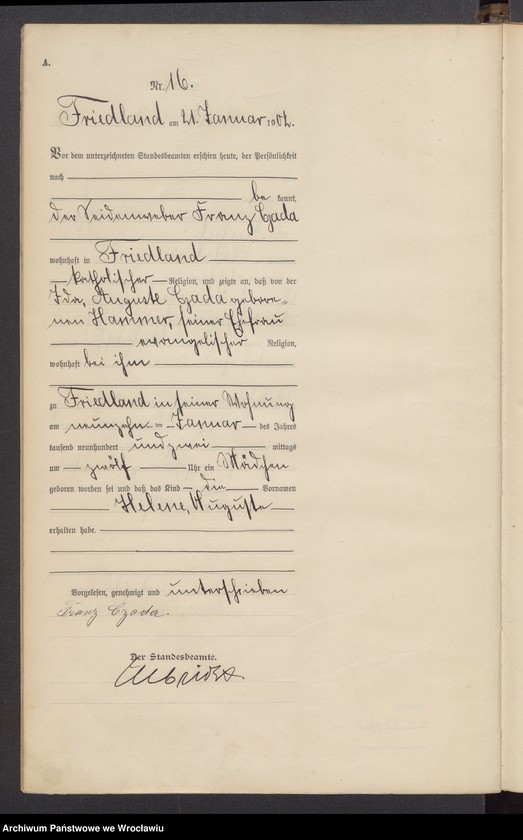 image.from.unit.number "Księga urodzeń USC Mieroszów (Friedland) 1902"