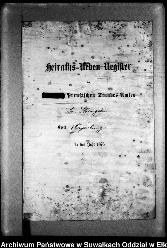 image.from.unit.number "Heiraths-Neben-Register des Preussischen Standes-Amtes Gr. Strengeln Kreis Angerburg"