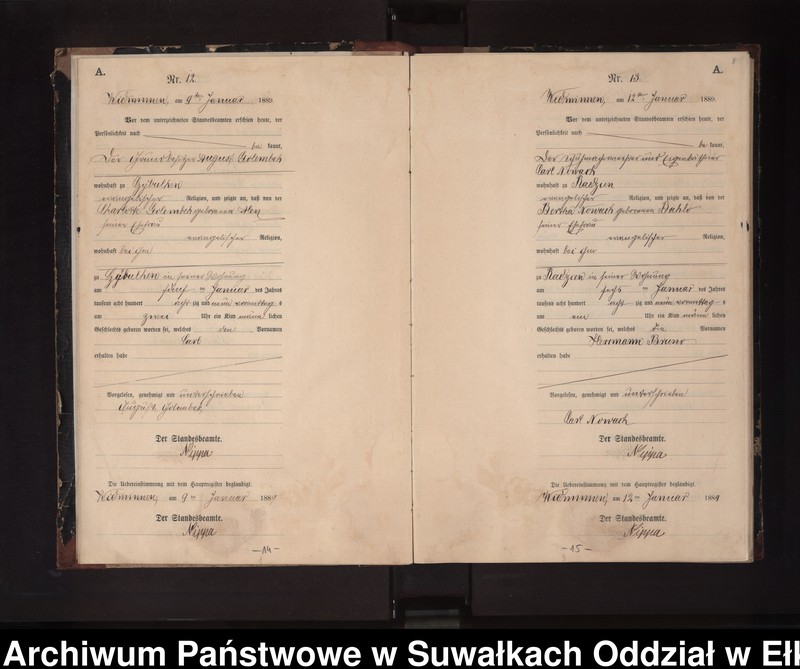 image.from.unit.number "Geburts-Neben-Register des Preussischen Standes-Amtes Widminnen Kreis Loetzen"