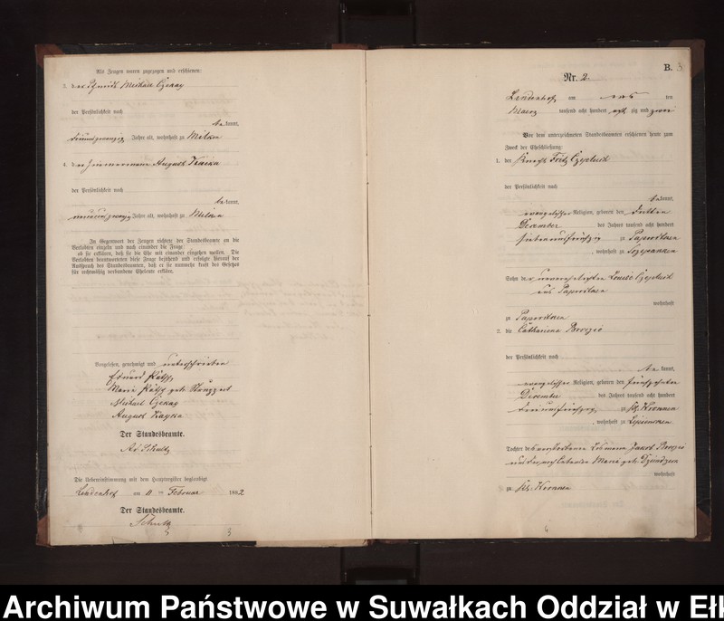 image.from.unit.number "Heiraths-Neben-Register des Preussischen Standes-Amtes Milken Kreis Loetzen"