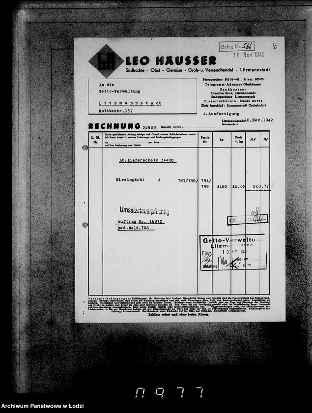 image.from.unit.number "Lebensmitteleinkauf. Aufträge, [Lieferscheinen und Rechnungen] 16841-16870 [Dostawa artykułów pierwszej potrzeby do Getta]"