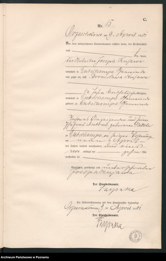 Obraz 18 z jednostki "Sterbe-Neben-Register"