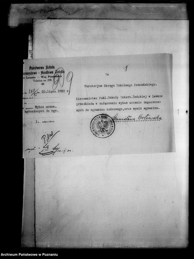 Obraz 4 z jednostki "Państwowa Szkoła Przemysłowo Handlowa Żeńska- Leszno [protokół z egzaminu końcowego]"