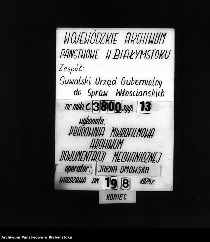 image.from.unit.number "Delo…o toĉnom opredelenîi prostranstva krestjanskago nadela sel. Podkorklevo, Kalvarîjskago uezda /gm.Janowo/"