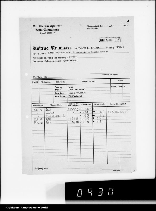 Obraz 5 z jednostki "Aufträge, [Lieferscheinen und Rechnungen] 14571-14649"