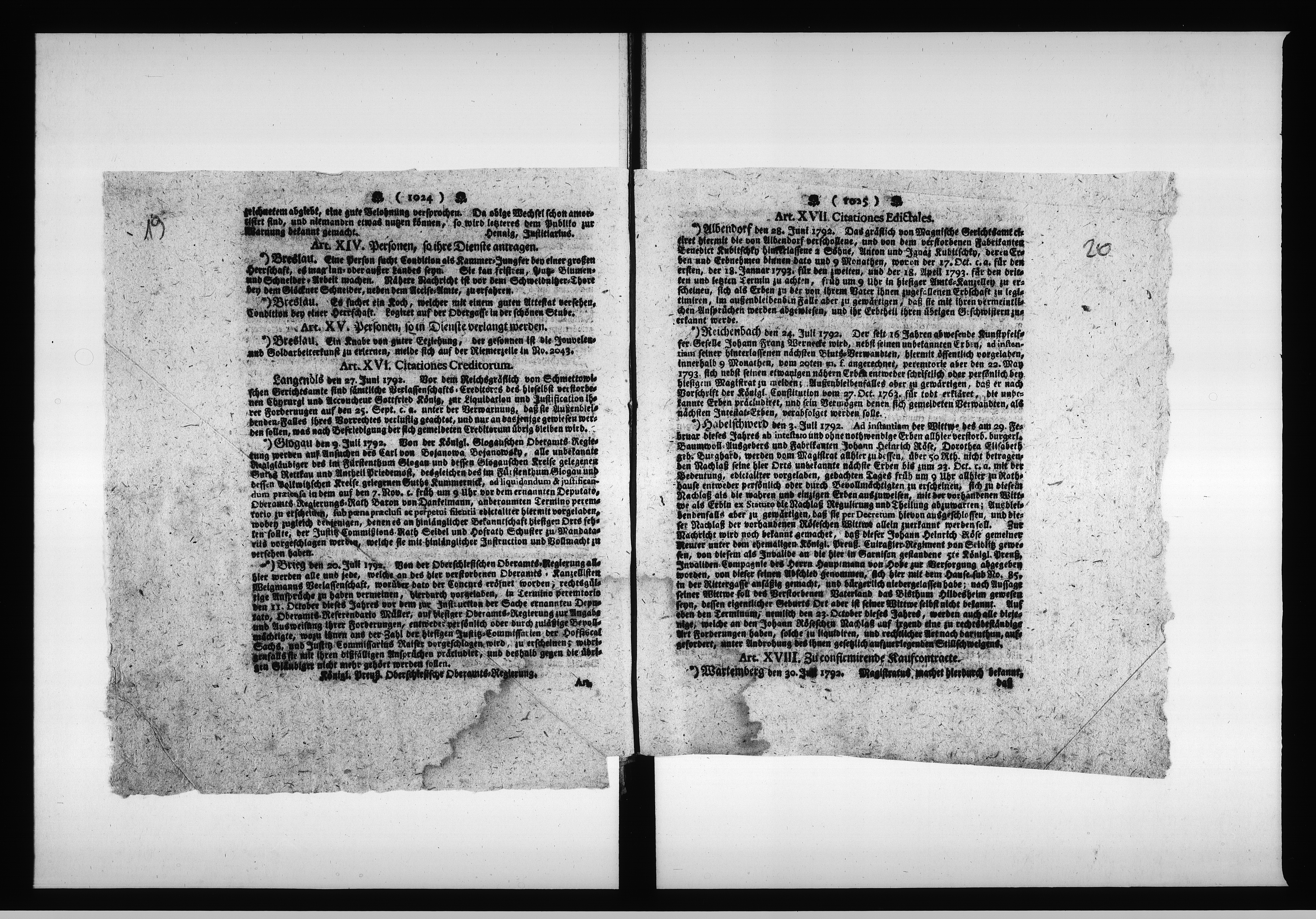 Obraz 19 z jednostki "Acta die Verpachtung derer Städtischen und Hospital Acker=Stücken betreffend. Vom 1792 bis März 1798 und von 1798 bis 1804 [...] Vol. III"