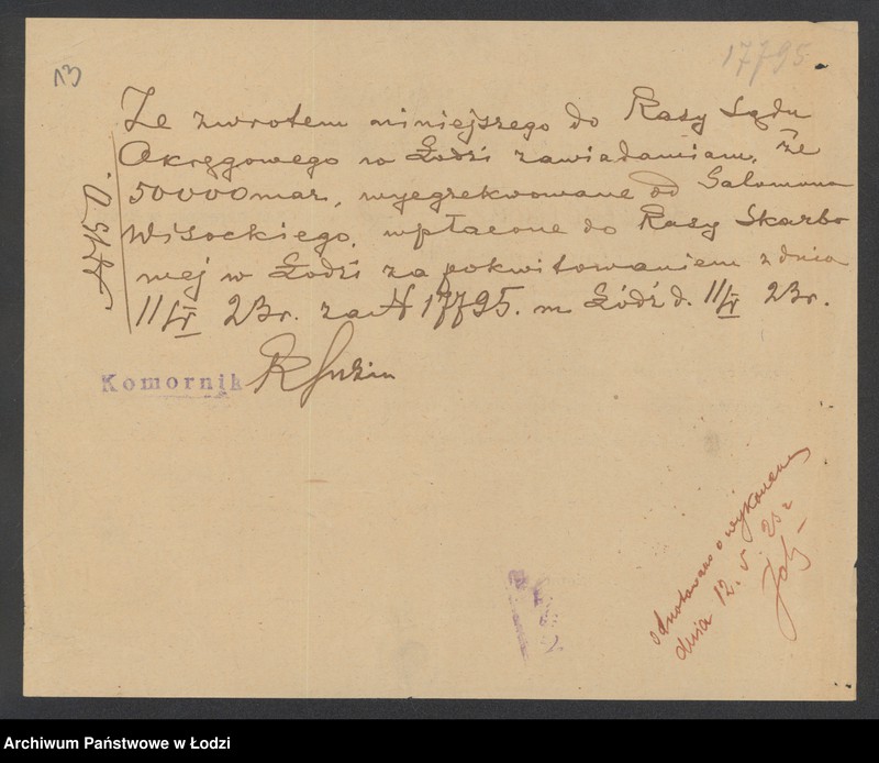 Obraz 15 z jednostki "Wisocki Salomon – sprzedaż drzewa i węgla"