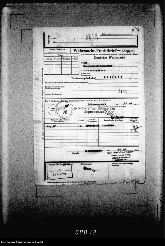 Obraz 12 z jednostki "Frachtbriefe doppel einige Ausgang vom 1301-1825a. [Wtórniki listów przewozowych]"