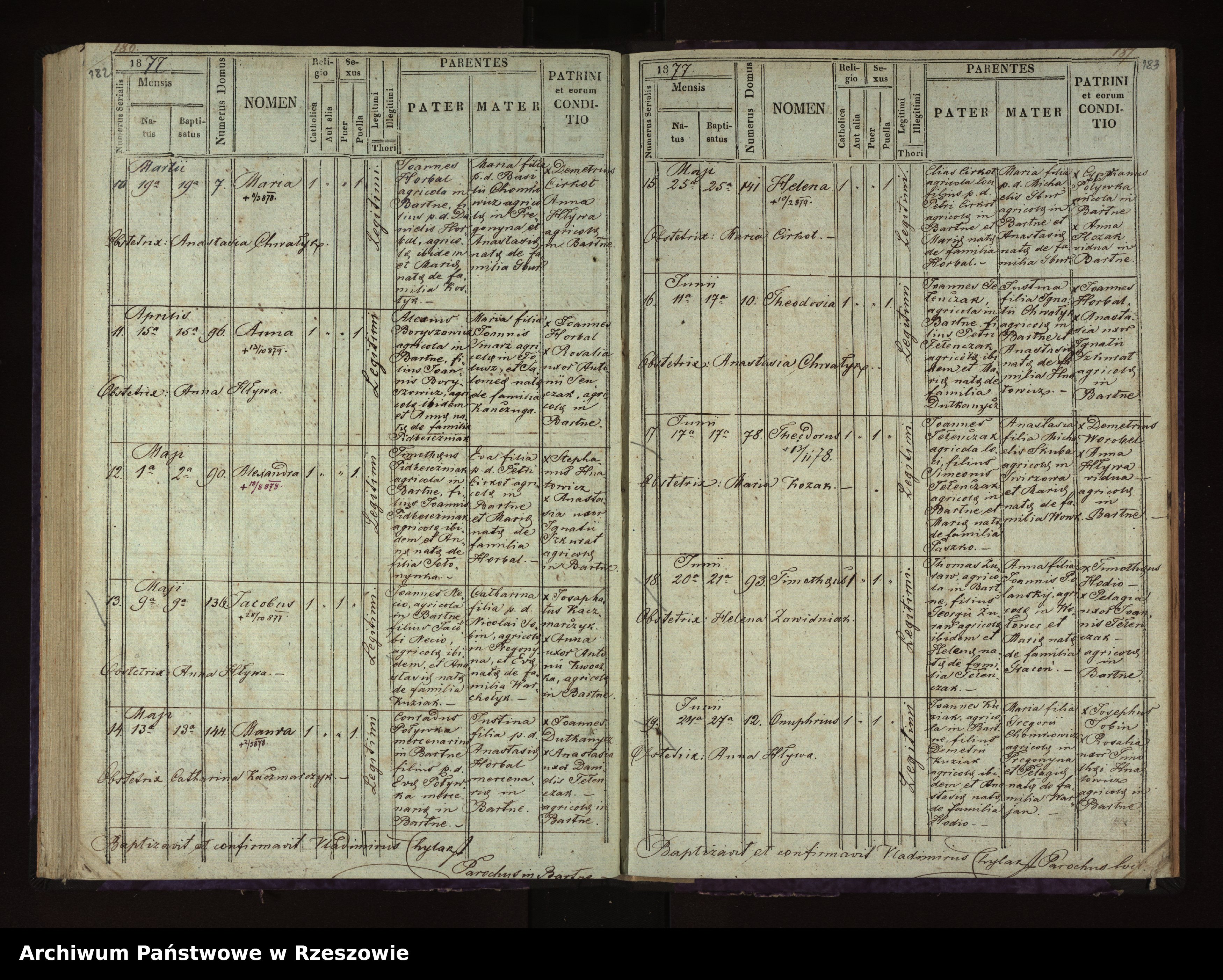 Skan z jednostki: Księga urodzeń dla miejscowości Bartne