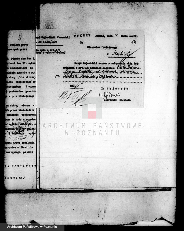 Obraz 18 z jednostki "Wyłączenie z art.4 i 5 ustawy o reformie rolnej powiatu szubińskiego sprawy ogólne"