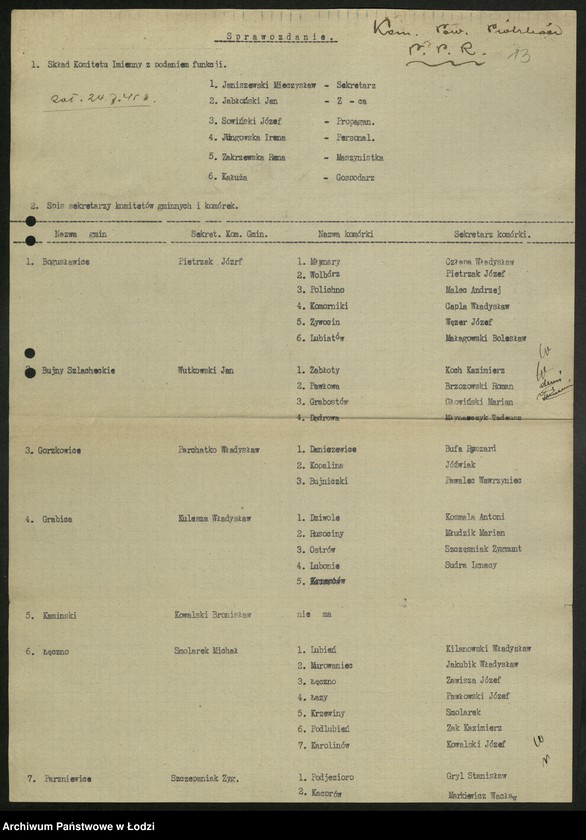 Obraz 14 z jednostki "Ankiety sprawozdawcze instruktora Komitetu Powiatowego Piotrków Trybunalski [z załącznikami]"