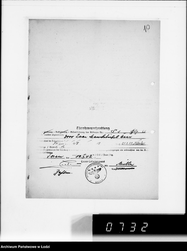 Obraz 14 z jednostki "Heeresbekleidungsamt Posen.Kriegsauftrag s.1/2"