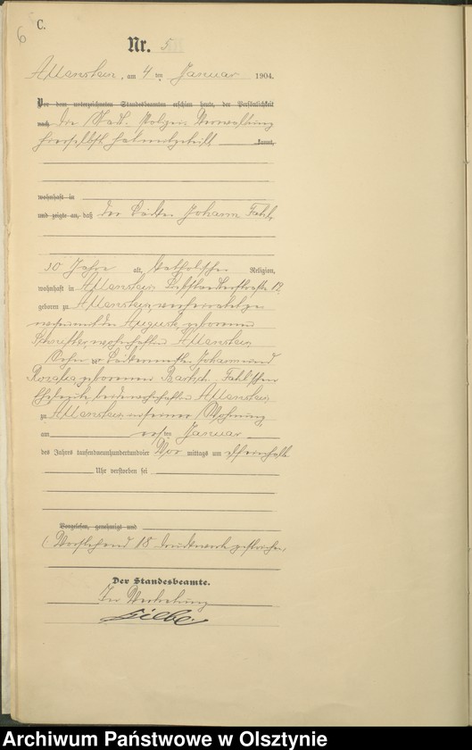 image.from.unit.number "Sterbe-Haupt-Register Tom I, Nr 1 - 398"