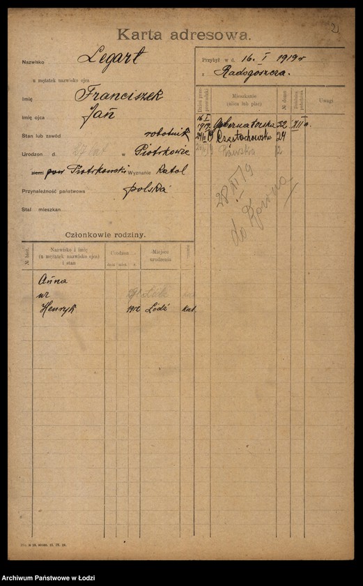 Obraz 4 z jednostki "[Spis ludności Łodzi] Legart - Lemke"