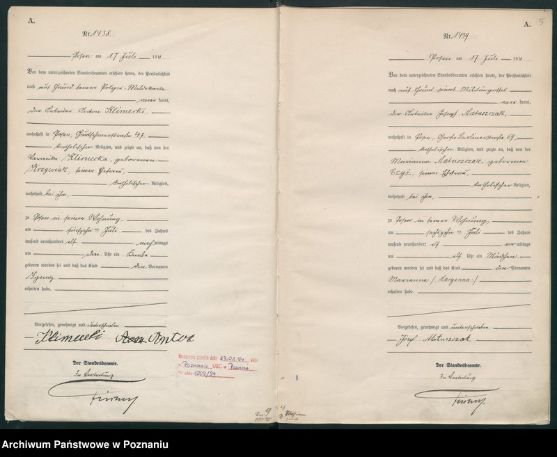 Obraz 5 z jednostki "Księga miejscowa urodzeń tom IV [Rejestr główny urodzeń]"