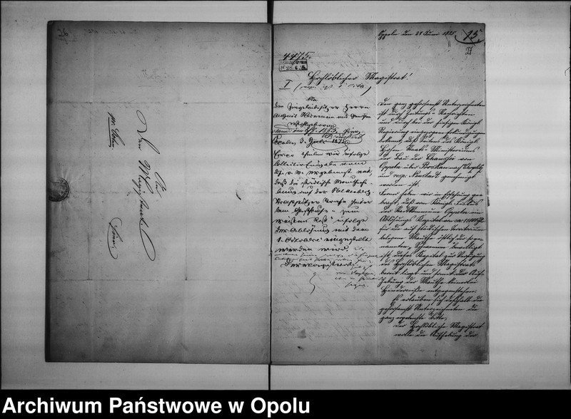 Obraz 20 z jednostki "Acta des Magistrats zu Oppeln betreffend die Ablösung der Mauthe auf der Falkenberg-Krappitzerstrassa resp. Bau 1 Staats-chausse v[on] Oppeln über Proskau [Prószków] nach dem Neustädter Kreise"