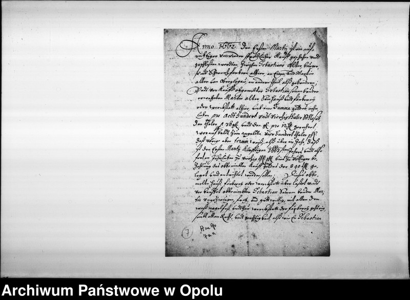 Obraz 2 z jednostki "Sebastian Alter sprzedaje swemu bratu Martinowi Alterowi z Głogówka swój dom i warsztat farbiarski za sumę 840 talarów śląskich."