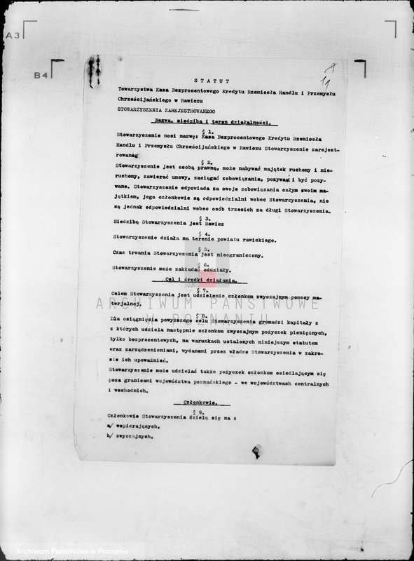 Obraz 15 z jednostki "/ Kasa Bezprocentowego Kredytu Rzemiosła, Handlu i Przemysłu Chrześcijańskiego w Rawiczu/"