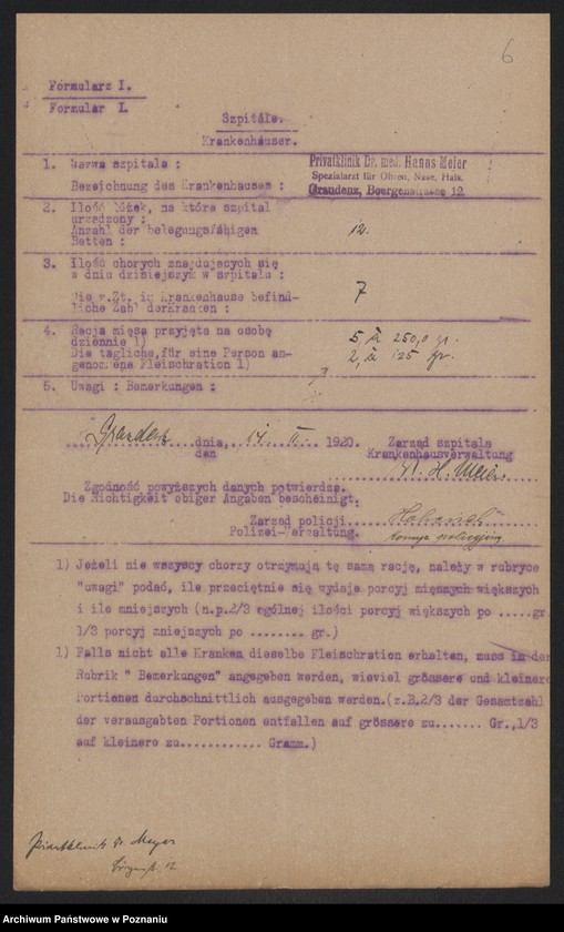 Obraz 8 z jednostki "[Zakłady dobroczynne - m.in. szpitali w Grudziądzu - przydziały mięsa]"