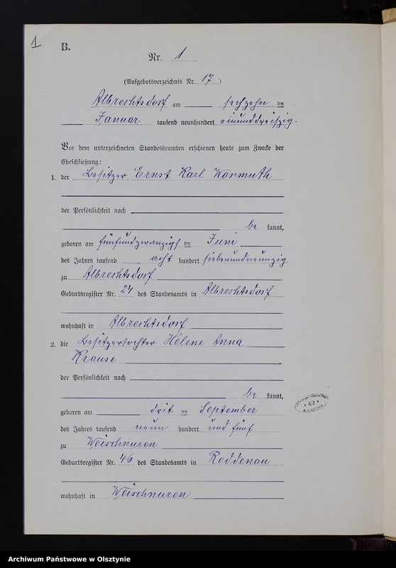 image.from.unit.number "Heiraths-Neben-Register Nr 1 - 15 [ Księga małżeństw - wtóropis ]"