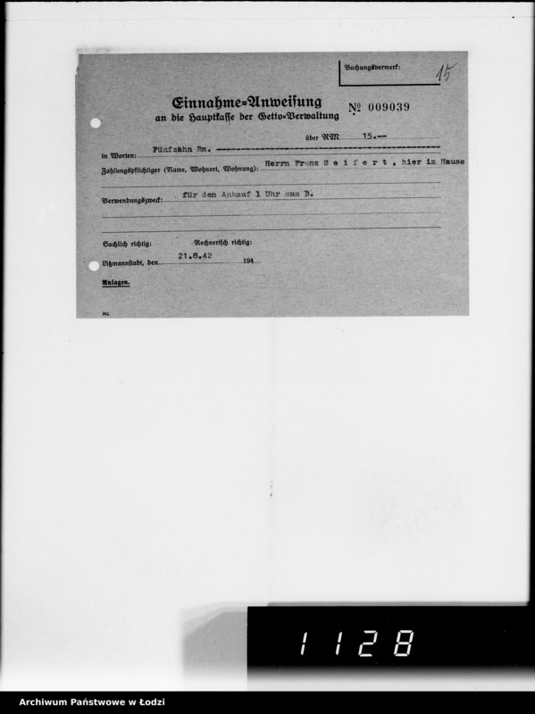 Obraz 19 z jednostki "Einnahme Anweisungen Sonderkonto"