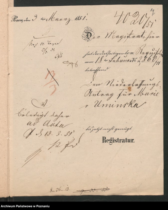 Obraz 11 z jednostki "A. betr. die polnische Emigrantin Marie von Uminska"