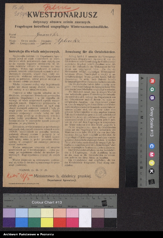 Obraz 3 z jednostki "[Kwestionariusze dotyczące obszaru ozimin zaoranych, powiat gniewski]"