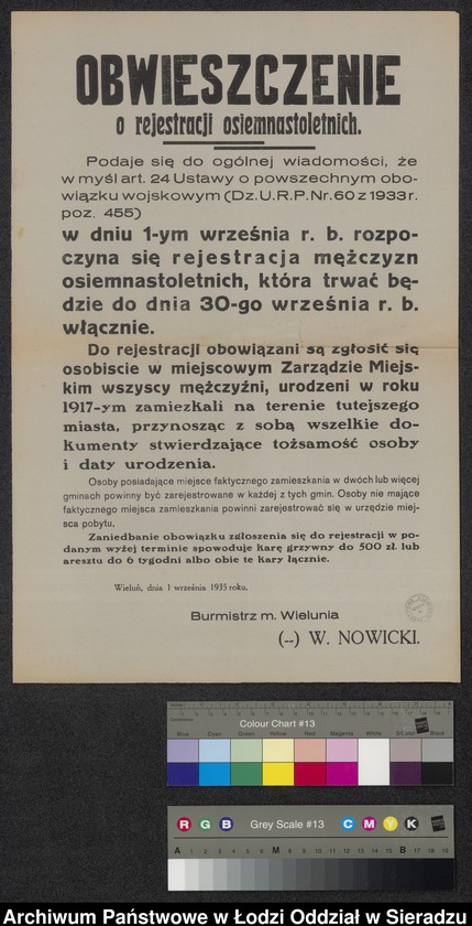 Obraz 11 z kolekcji "Obwieszczenia w sprawie poboru do Wojska Polskiego111"